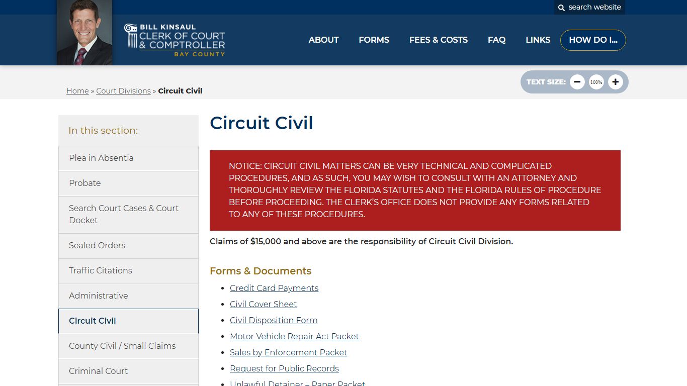 Circuit Civil - Bay County Clerk of Court